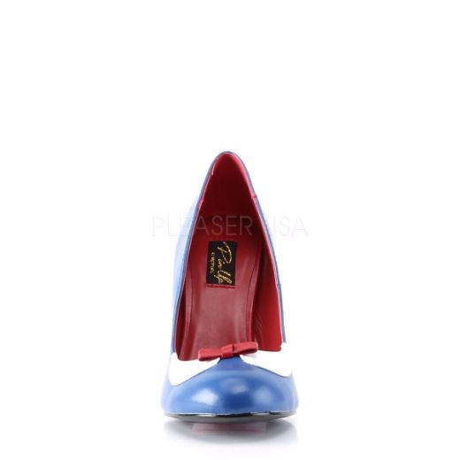Product image of Pin Up Couture Smitten-05 Navy Blue-White Pu, 4 inch (10.2 cm) Heel Court Pump Shoes