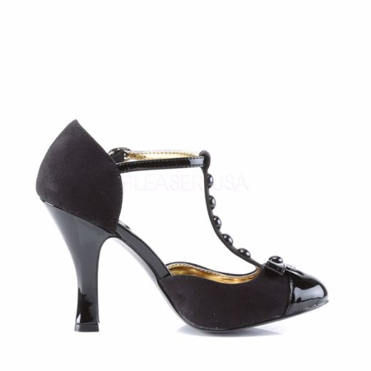 Product image of Pin Up Couture Smitten-10 Black M. Suede-Black Patent, 4 inch (10.2 cm) Heel Court Pump Shoes