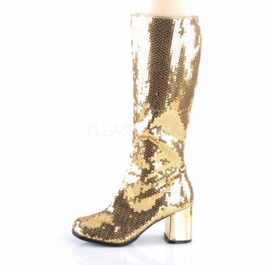 Product image of Bordello Spectacul-300Sq Gold Sequins, 3 inch (7.6 cm) Heel Knee High Boot