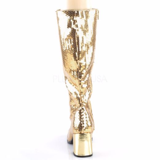 Product image of Bordello Spectacul-300Sq Gold Sequins, 3 inch (7.6 cm) Heel Knee High Boot