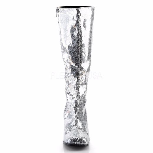 Product image of Bordello Spectacul-300Sq Silver Sequins, 3 inch (7.6 cm) Heel Knee High Boot