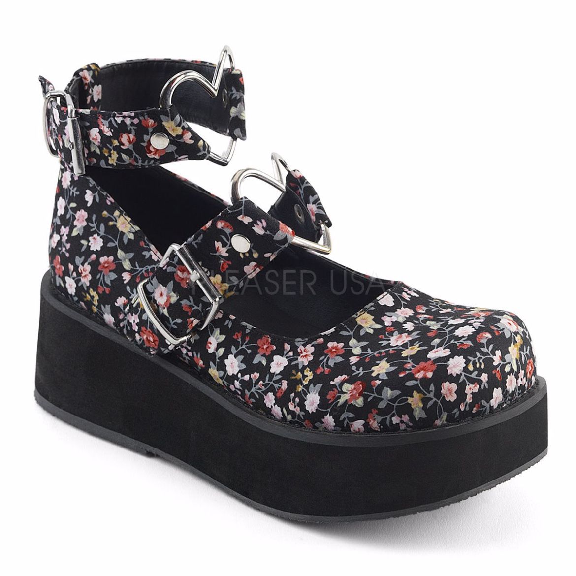 Product image of Demonia Sprite-02 Floral Fabric, 2 1/4 inch Platform Court Pump Shoes