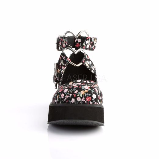 Product image of Demonia Sprite-02 Floral Fabric, 2 1/4 inch Platform Court Pump Shoes