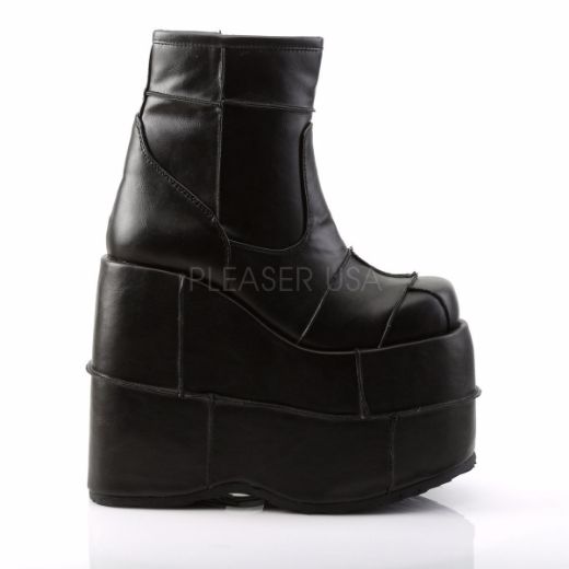 Product image of Demonia Stack-201 Black Vegan Leather, 7 inch Platform Ankle Boot