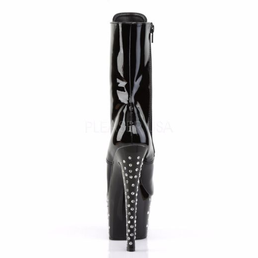 Product image of Pleaser Stardust-1020-7 Black/Black, 7 inch (17.8 cm) Heel, 2 3/4 inch (7 cm) Rhinestone Studded Platform Ankle Boot