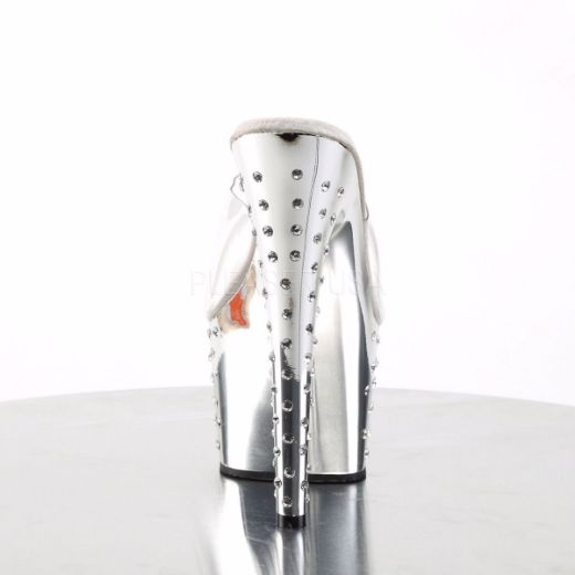 Product image of Pleaser Stardust-701 Clear/Silver Chrome, 7 inch (17.8 cm) Heel, 2 3/4 inch (7 cm) Platform Slide Mule Shoes