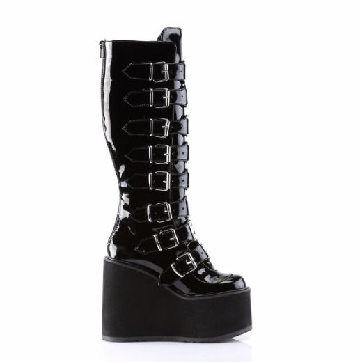 Product image of Demonia Swing-815 Black Patent, 5 1/2 inch Platform Knee High Boot