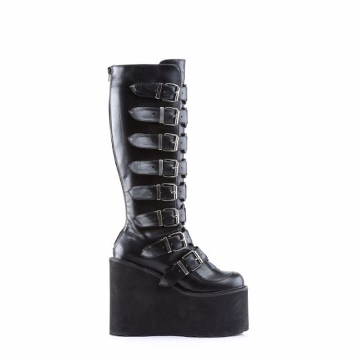 Product image of Demonia Swing-815 Black Vegan Leather, 5 1/2 inch Platform Knee High Boot