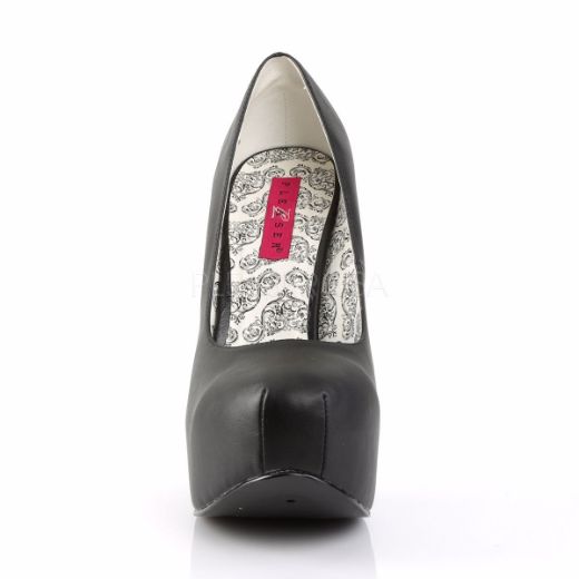 Product image of Pleaser Pink Label Teeze-06W Black Faux Leather, 5 3/4 inch (14.6 cm) Heel, 1 3/4 inch (4.4 cm) Platform Court Pump Shoes