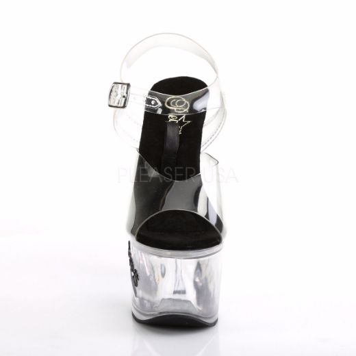 Product image of Pleaser Tipjar-708-5 Clear-Black/Clear, 7 inch (17.8 cm) Heel, 2 3/4 inch (7 cm) Platform Sandal Shoes