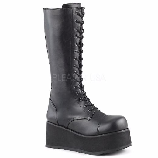 Product image of Demonia Trashville-502 Black Vegan Leather, 3 1/4 inch Platform Knee High Boot