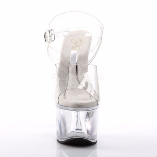 Product image of Pleaser Treasure-708 Clear/Clear, 7 inch (17.8 cm) Heel, 2 3/4 inch (7 cm) Platform Sandal Shoes