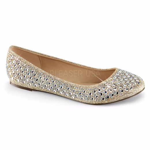 Product image of Fabulicious Treat-06 Nude Glitter Mesh Fabric Flat Shoes