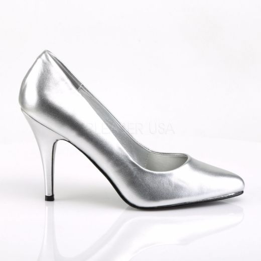 Product image of Pleaser Vanity-420 Silver Faux Leather, 4 inch (10.2 cm) Heel Court Pump Shoes