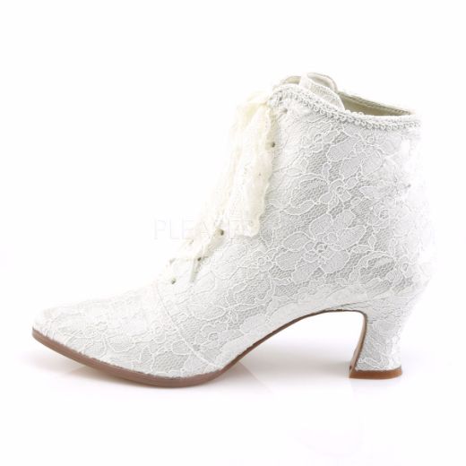 Product image of Fabulicious Victorian-30 Ivory Satin-Lace, 4 3/4 inch (12.1 cm) Heel, 1 inch (2.5 cm) Platform Ankle Boot