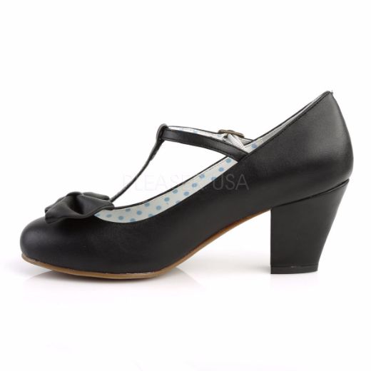 Product image of Pin Up Couture Wiggle-50 Black Faux Leather, 2 1/2 inch (6.4 cm) Cuben Heel Court Pump Shoes
