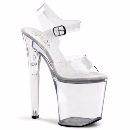 Product image of Pleaser Xtreme-808 Clear/Clear, 8 inch (20.3 cm) Heel, 4 inch (10.2 cm) Platform Sandal Shoes