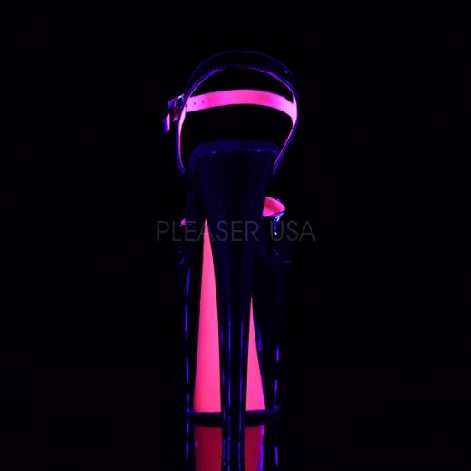 Product image of Pleaser Xtreme-809Tt Black Patent-Neon Hot Pink/Black, 8 inch (20.3 cm) Heel, 4 inch (10.2 cm) Platform Sandal Shoes