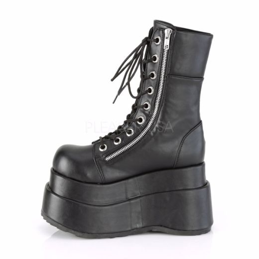 Product image of Demonia BEAR-265 Black Vegan Faux Leather 4 1/2 inch Tiered Platform Lace-Up Mid-Calf Boot Inner & Outer Zip