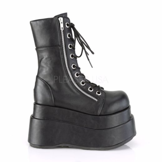 Product image of Demonia BEAR-265 Black Vegan Faux Leather 4 1/2 inch Tiered Platform Lace-Up Mid-Calf Boot Inner & Outer Zip
