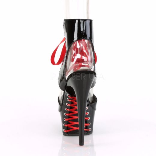 Product image of Pleaser DELIGHT-600-14FH Black Patent/Black 6 inch (15.2 cm) Heel 1 3/4 inch (4.5 cm) Platform Front Lace-Up Sandal With  Corset Lacing Shoes