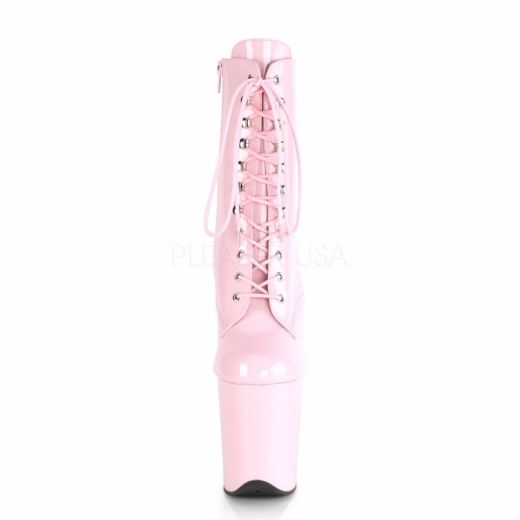Product image of Pleaser FLAMINGO-1020 Baby Pink Patent/Baby Pink 8 inch (20.3 cm) Heel 4 inch (10.2 cm) Platform Lace-Up Ankle Boot Side Zip