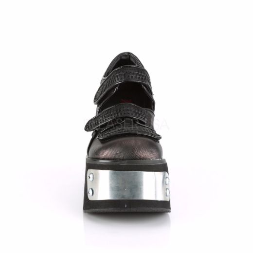 Product image of Demonia KERA-13 Black-Pewter Vegan Faux Leather 4 1/2 inch Platform Dual Straps Maryjane