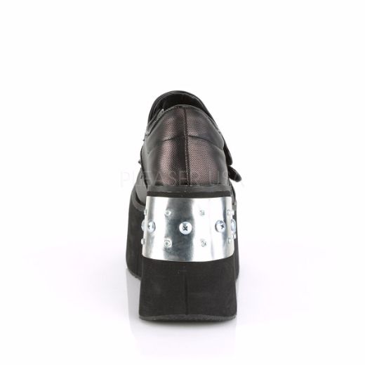Product image of Demonia KERA-13 Black-Pewter Vegan Faux Leather 4 1/2 inch Platform Dual Straps Maryjane
