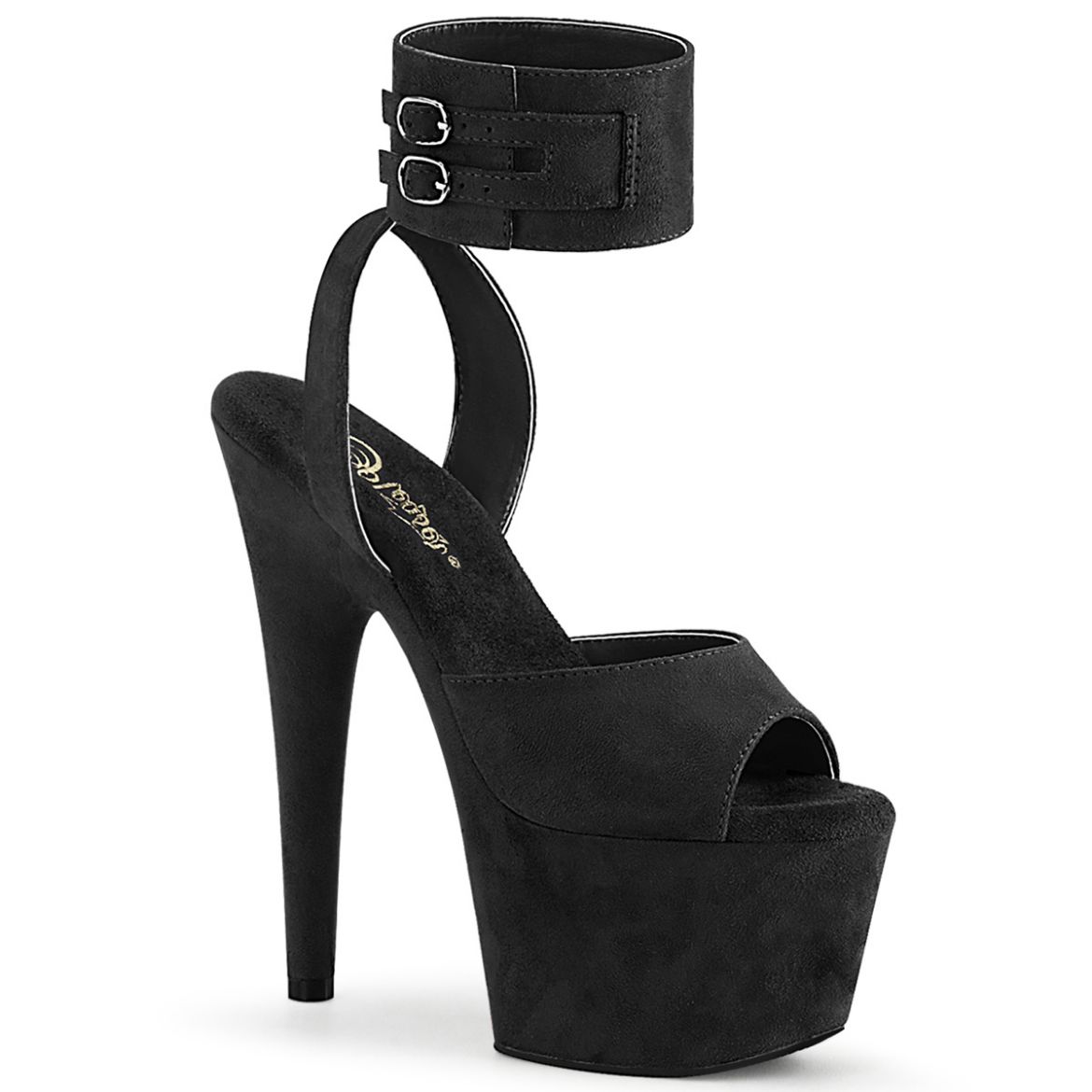 Product image of Pleaser ADORE-791FS Black Faux Suede/Black Faux Suede 7 inch (17.8 cm) Heel 2 3/4 inch (7 cm) Platform Ankle Strap Sandal Shoes