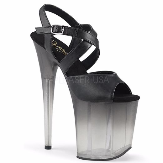 Product image of Pleaser FLAMINGO-822T Black Faux Leather/Faded Black 8 inch (20 cm) Heel 4 inch (10 cm) Platform Criss-Cross Ankle Strap Sandal Shoes