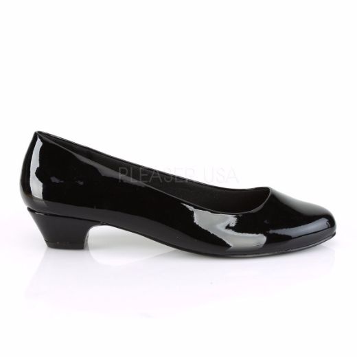 Product image of Pleaser Pink Label GWEN-01 Black Patent 1 1/4 inch (3.2 cm) Block Heel Classic Pump Court Pump Shoes