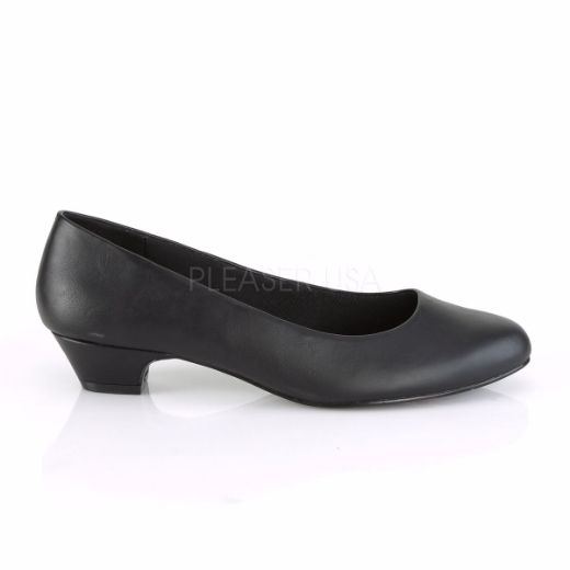 Product image of Pleaser Pink Label GWEN-01 Black Faux Leather 1 1/4 inch (3.2 cm) Block Heel Classic Pump Court Pump Shoes