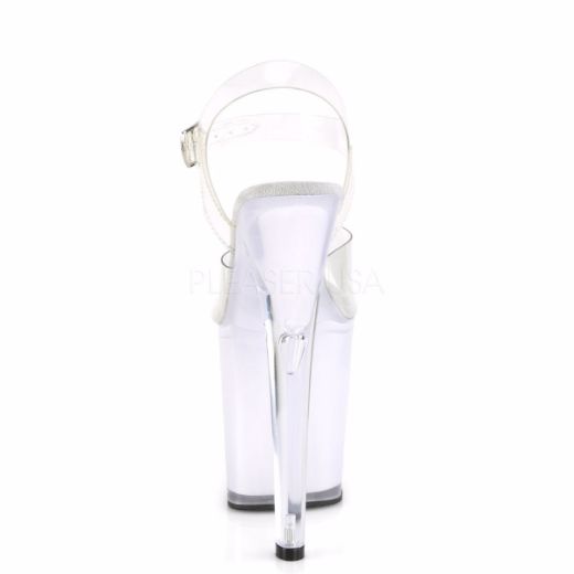 Product image of Pleaser ILLUMINATOR-808 Clear/White Glow 8 inch (20 cm) Heel 4 inch (10 cm) Platform Led Illuminated Ankle Strap Sandal