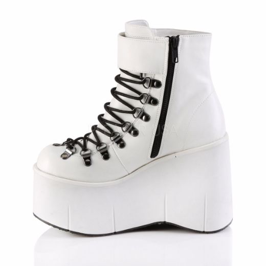 Product image of Demonia KERA-21 White Vegan Faux Leather 4 1/2 inch Platform Ankle Boot Side Zip