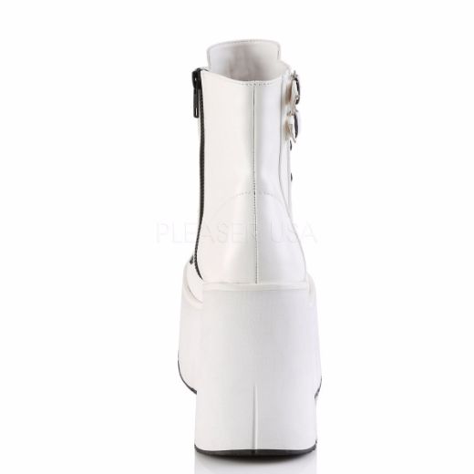 Product image of Demonia KERA-21 White Vegan Faux Leather 4 1/2 inch Platform Ankle Boot Side Zip