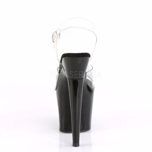 Product image of Pleaser LOVETHORN-708 Clear/Black 7 inch (17.8 cm) Rose Thron Heel 3 1/4 inch (8.3 cm) Platform Ankle Strap Sandal Shoes