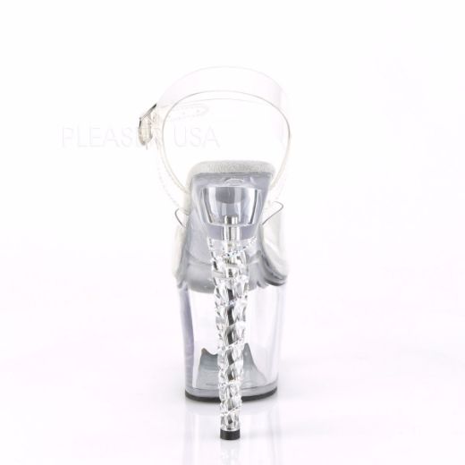 Product image of Pleaser UNICORN-708RSH Clear/Clear 7 inch (17.8 cm) Unicorn Heel 3 1/4 inch (8.3 cm) Platform Ankle Strap Sandal With  Rhinestones Heel Shoes