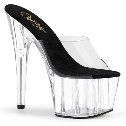 Product image of Pleaser ADORE-701 Clear-Black/Clear 7 inch (17.8 cm) Heel 2 3/4 inch (7 cm) Platform Slide Slide Mule Shoes