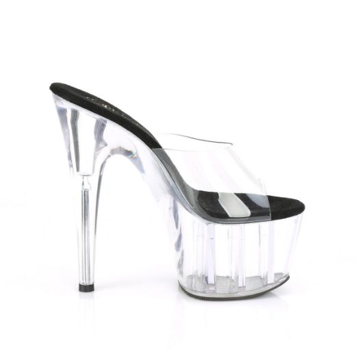 Product image of Pleaser ADORE-701 Clear-Black/Clear 7 inch (17.8 cm) Heel 2 3/4 inch (7 cm) Platform Slide Slide Mule Shoes