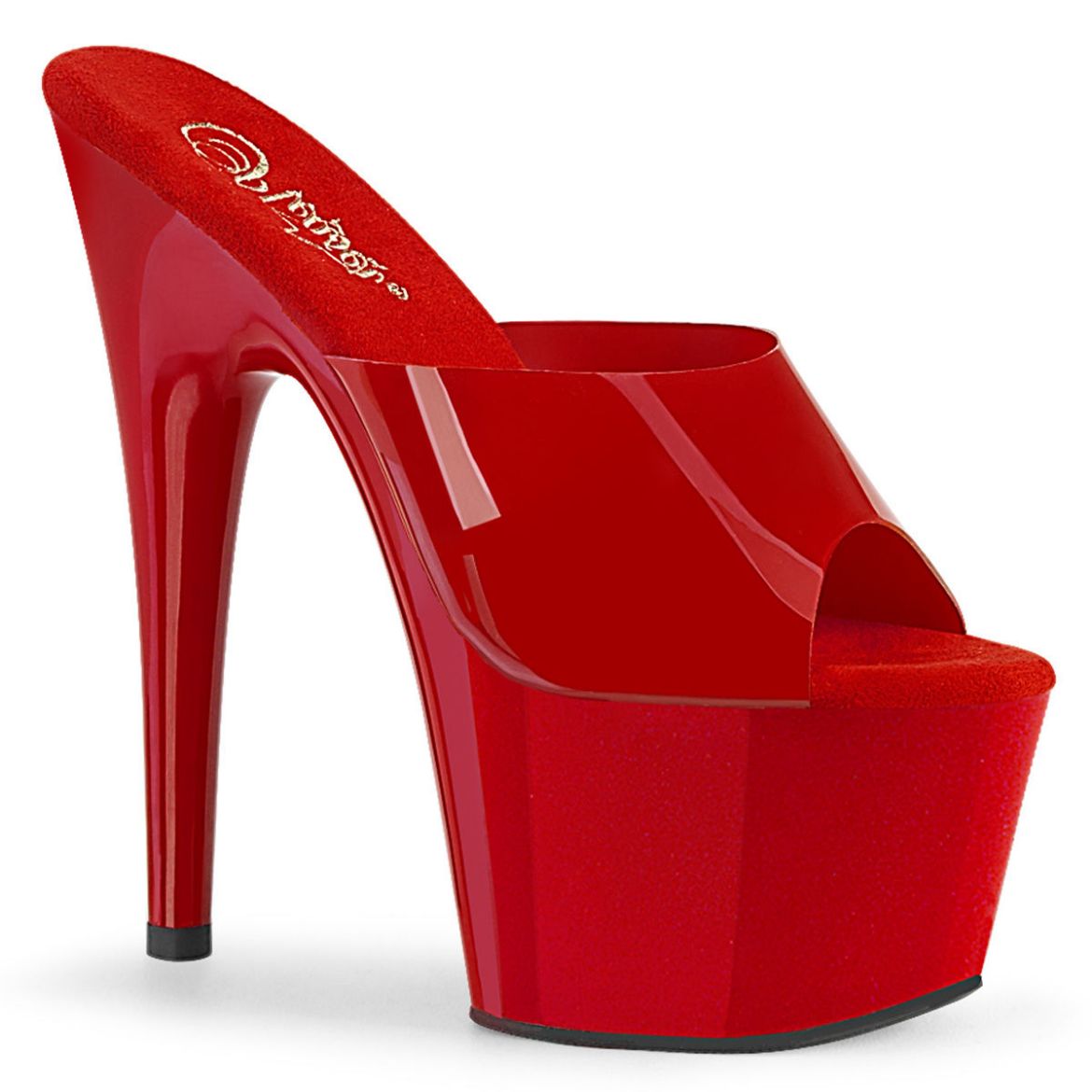 Product image of Pleaser ADORE-701N Red (Jelly-Like) Polyurethane (Pu)/Red 7 inch (17.8 cm) Heel 2 3/4 inch (7 cm) Platform Slide Slide Mule Shoes