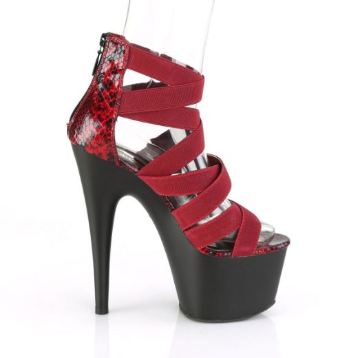 Product image of Pleaser ADORE-748SP Wine Elastic Band-Animal Print Print Patent/Black Matte 7 inch (17.8 cm) Heel 2 3/4 inch (7 cm) Platform Close Back Criss Cross Sandal Back Zip Shoes