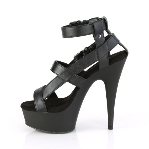 Product image of Pleaser DELIGHT-637 Black Faux Leather/Black Matte 6 inch (15.2 cm) Heel 1 3/4 inch (4.5 cm) Platform Gladiator Sandal Shoes