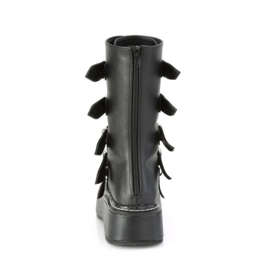 Product image of Demonia EMILY-330 Black Vegan Faux Leather 2 inch (5.1 cm) Platform Calf High With  5 Buckles Straps Back Metal Zip