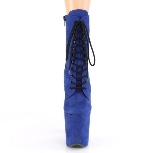 Product image of Pleaser FLAMINGO-1020FS Royal Blue Faux Suede/Royal Blue Faux Suede 8 inch (20.3 cm) Heel 4 inch (10.3 cm) Platform Lace-Up Front Ankle Boot Side Zip