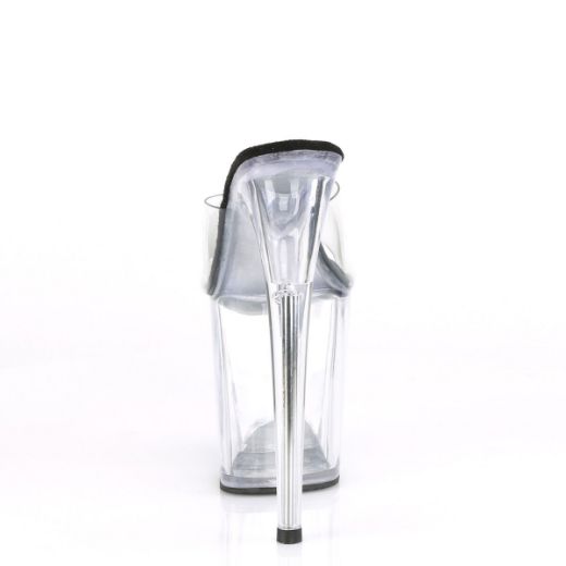 Product image of Pleaser FLAMINGO-801 Clear-Black/Clear 8 inch (20 cm) Heel 4 inch (10 cm) Platform Slide Slide Mule Shoes