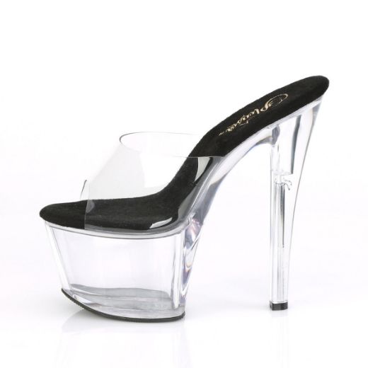 Product image of Pleaser SKY-301 Clear-Black/Clear 7 inch (17.8 cm) Heel 2 3/4 inch (7 cm) Platform Slide Slide Mule Shoes