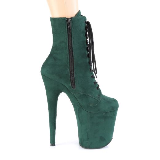 Product image of Pleaser FLAMINGO-1020FS Emerald Green F Faux Suede/Emerald Green F.Faux Suede 8 inch (20 cm) Heel 4 inch (10 cm) Platform Lace-Up Front Ankle Boot Side Zip