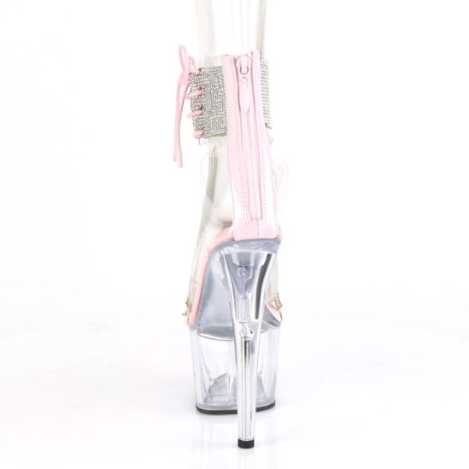 Product image of Pleaser ADORE-727RS Clear-Baby Pink/Clear 7 inch (17.8 cm) Heel 2 3/4 inch (7 cm) Platform Ankle Cuff Sandal With Rhinestones Back Zip