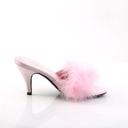 Product image of Fabulicious AMOUR-03 Baby Pink Polyurethane (Pu)-Faux Fur 3 inch (7.6 cm) Classic Faux Feathers Slipper