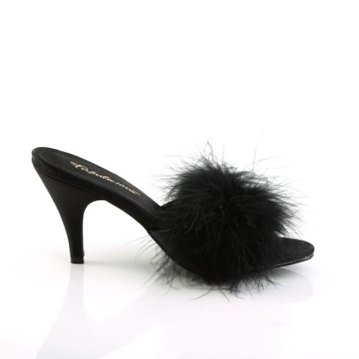 Product image of Fabulicious AMOUR-03 Black Polyurethane (Pu)-Faux Fur 3 inch (7.6 cm) Classic Faux Feathers Slipper